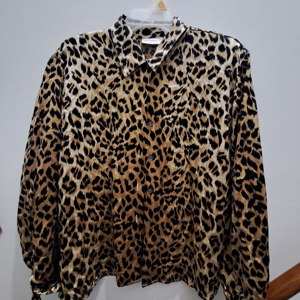 Liz Claiborne Leopard Print Button Down Shirt